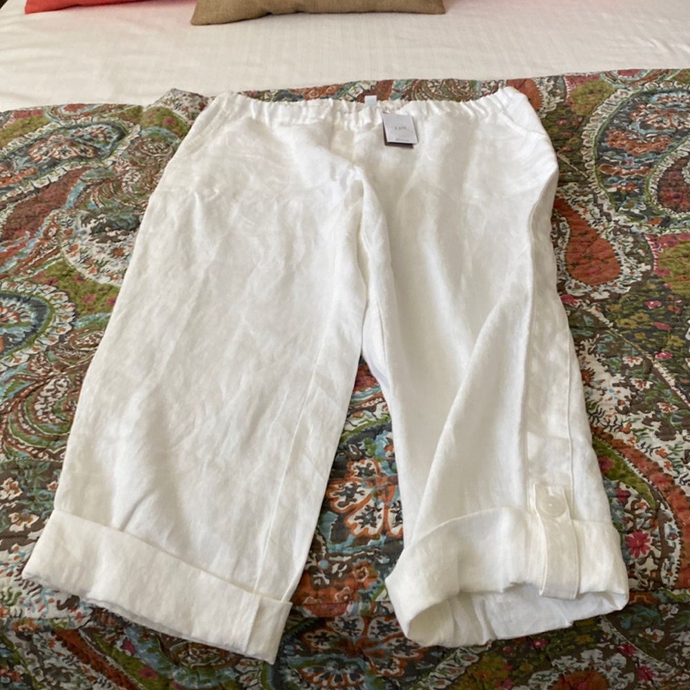 j.jill white linen capri pants